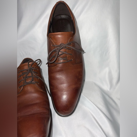 ECCO London Plain Toe Almond Brown Leather Derby Oxford Dress Shoe 9/9.5. EU 43 - Picture 14 of 15